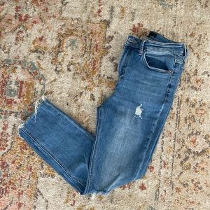 Slightly Distressed Straight Leg Jeans
